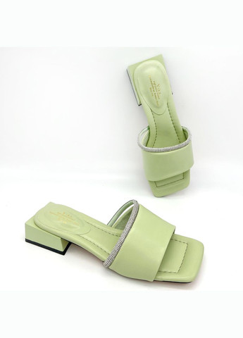 Жіночі шльопанці зі стразами оливкового кольору. VIKA (335812853)