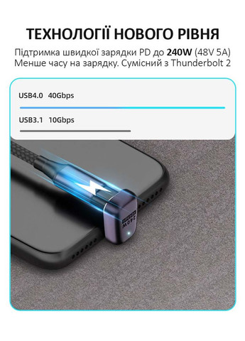 Перехідник Type-C на Type-C адаптер (мама-мама) USB 4.0, 40 Гб/с, 240Вт, 8K, кутовий No Brand (326806540)