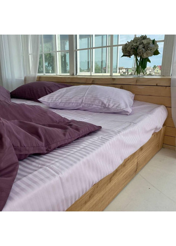 Постельное белье Лаванда+Фиолетовая страйп сатин PREMIUM Полуторный размер, наволочки 70/70 No Brand (364219656)