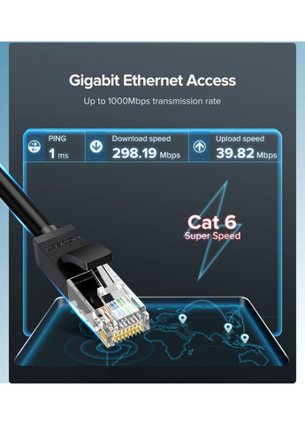 Кабель Cat 6 U/UTP Lan Cable 3m (Black)(UGR-20161) (UGR-20161) Ugreen NW102 (372676790)