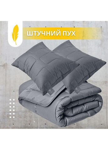 Набор евро ManMaker одеяло 200х220 и 2 шт подушка 50х70 серый антиаллергенный, искусственный пух + маска для сна в коробке IDEIA (365301300)
