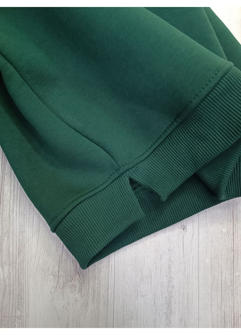 Зеленый зимний костюм утепленный для мальчика тринитка на флисе No Brand