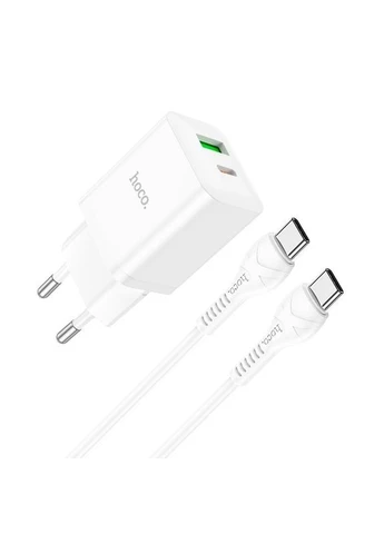 Адаптер мережевий Type-C to Type-C Cable founder charger set N28 |1USB/1Type-C, 20W/3A, PD/QC| Hoco (389370597)