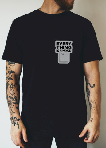 Чорна футболка чорна чоловіча "every thing is under ctrl" Ctrl+