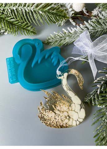 Молд Лебедь 1 для новогодних игрушек на елку силиконовая форма для эпоксидной смолы No Brand (370567147)