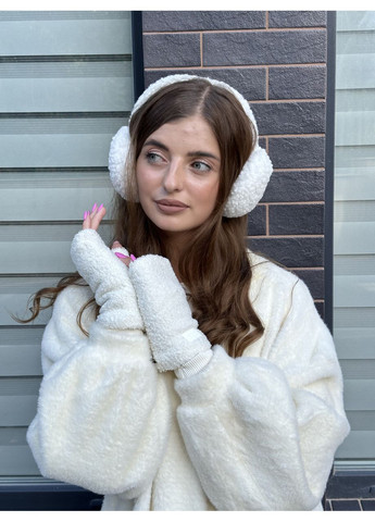 Навушники вушка теплі хутряні тедді TEDDY білі No Brand (359429672)