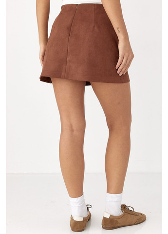 Жіноча замшева міні-спідниця - коричневий колір Lurex (353306216)