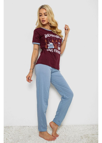 Бордова всесезон піжама жіноча з принтом,, 243r30018 Ager