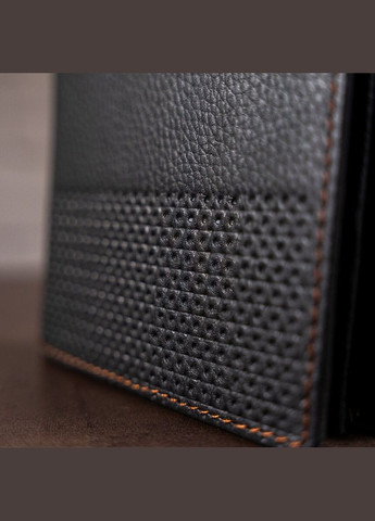 Чоловічий шкіряний гаманець з мереживним тісненням та відділенням на блискавці чорний (sku_14452) No Brand (327820086)