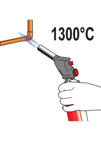 Газовий пальник YT-36712 з п'єзопідпалом, цанга, 360°, 1300°C YATO (365330208)