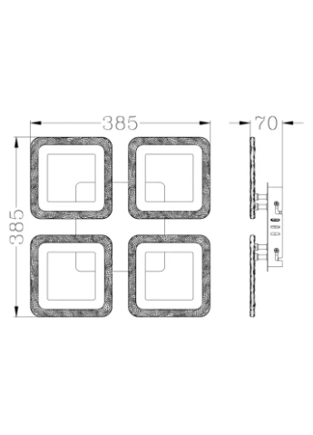 Управляемая светодиодная люстра ROOM ICE RGB 70W 4S-APP-385×385×75-BLACK-220-IP20 ESLLSE (354298526)