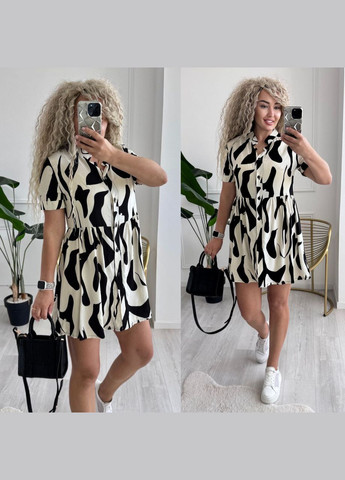 Білий повсякденний, кежуал жіноча сукня а-силует Style Point з абстрактним візерунком