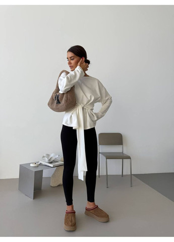 Білий демісезонний жіночий світшот з завʼязками — натуральна турецька двонитка, оверсайз фасон (заміри в описі) Vione