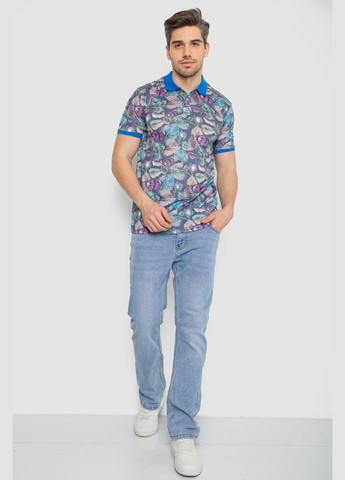 Серо-синяя футболка-поло мужское с принтом, 247r314 для мужчин Ager