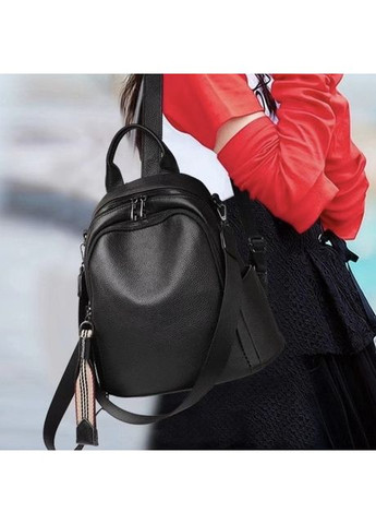 Шкіряний жіночий рюкзак міський 30х24х13, матова сумка на плечі, чорна Olivia (341309270)