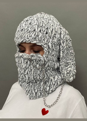 Alize в'язана балаклава шапка puffy сніговий леопард, з вухами зайця та ланцюжком (2546599) комбінований виробництво - Туреччина
