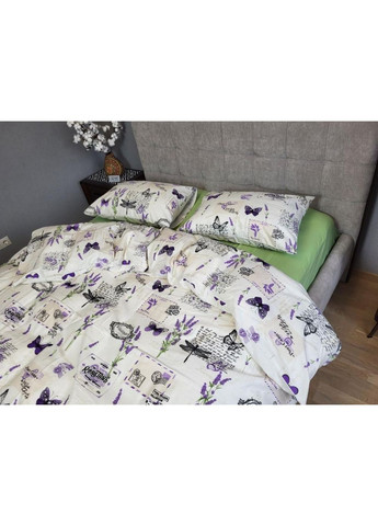 Постельное белье с резинкой Открытка/салатовый, фланель(байка) Семейный размер, наволочки 70/70 No Brand (363193554)