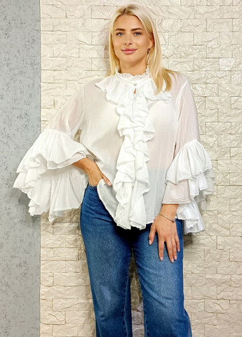Белая блуза Posse батистова декорована воланами