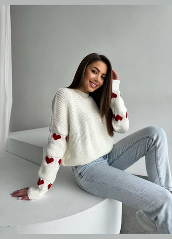 Белый демисезонный свитер оversize акрил/шерсть No Brand