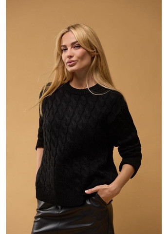 Чорний джемпер з косами 2425 чорний Triko Bakh