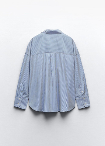 Темно-синяя классическая рубашка в полоску Zara