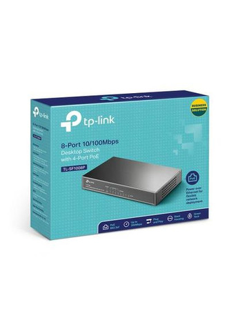 Комутатор TL-SF1008P, 8xFE/PoE 65W, некерований, настольний TP-Link (360394578)