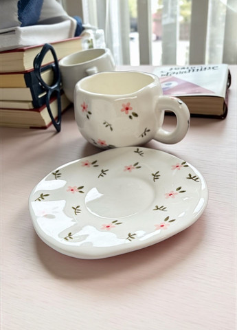 Чашка с блюдцем чайная керамическая 350мл No Brand (363189598)