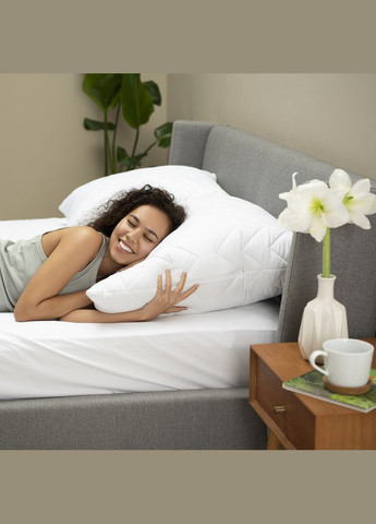 Подушка для сну 70х70 см NORDIC COMFORT+ антиалергенна холофайбер чохол з блискавкою біла IDEIA (334726968)