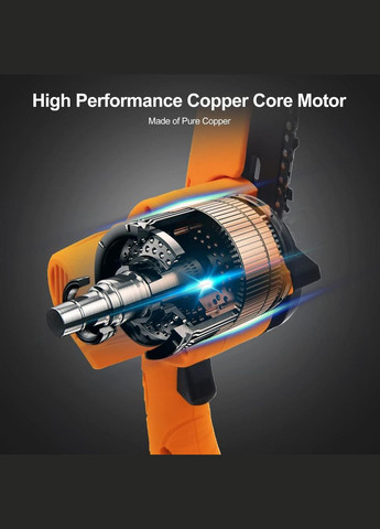 Акумуляторна бензопила FULLOVE, 6 дюймів, з 2 батареями і зарядним пристроєм, жовта No Brand (300657550)