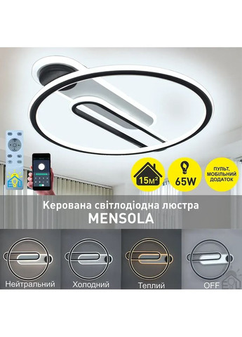Керована світлодіодна люстра MENSOLA 65W R-SMART-530×450×60-WHITE/BLACK-220-IP20 ESLLSE (365650669)