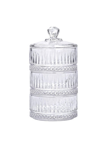 Цукерниця триярусна скляна з кришкою Ø 10 см HP-YH-16 Yiwu (353501961)