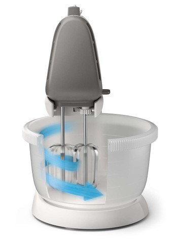 Міксер HR3745/00 стаціонарний Viva Collection 450Вт, насадки-4, чаша-пластик, 3л, біло-сірий Philips (363321025)