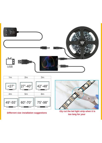 Розумна підсвітка монітора 60 ламп/метр, 3,5 метра для ПК і Android-TV, Adalight Dream, Ambibox Led Ambilight (327368327)