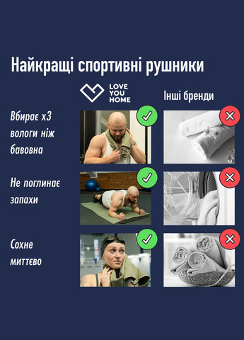 Дорожное спортивное полотенце из микрофибры с чехлом Зеленый (A-025670) Love You хаки