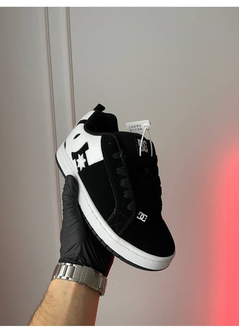 Чорно-білі Осінні кросівки чоловічі і жіночі dc shoes court graffik black white | дс шуз чорно-білі No Brand