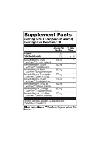 Organic Fermented Mushroom Complete 2000 mg порошок для імунітету та здоров'я грибний комплекс Solaray (368987734)