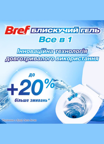 Чистящее средство для унитаза Brilliant Gel All in 1 Арктический океан, 2 шт. Bref (328398797)