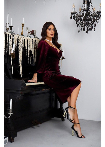 Бордова коктейльна сукня відкриті плечі 24095 бордова Tanita-Romario