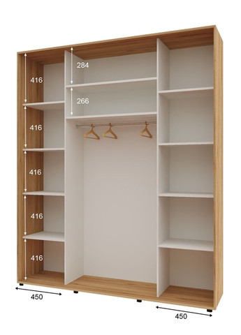 Шафа-купе тридверна 180*60*220 см Дуб золотий 3 двері Дзеркало Максі Комфорт Меблі (360477576)