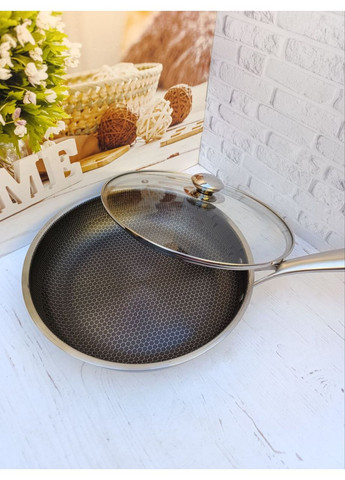 Сковорода CS3056 с крышкой нержавеющая сталь с антипригарным покрытием HONEYCOMB 24 см A-Plus (361308759)
