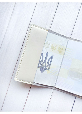 Кожаная обложка на паспорт книгу: Белая молочная (принт 405) CASE CONTROL (369616671)