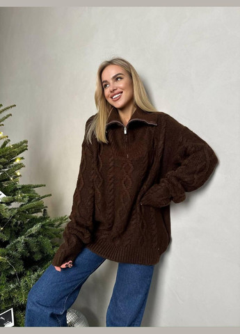 Коричневый зимний свитер 3934 No Brand