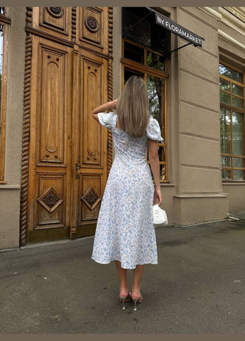 Молочное повседневный платье женское Україна с цветочным принтом