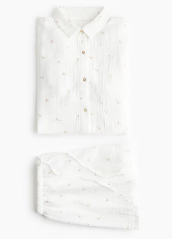 Белая всесезон муслиновый комплект H&M сорочка/шорти