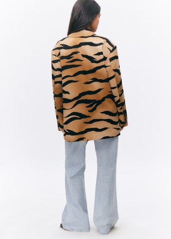 Бежевый женский жакет H&M анималистичный - демисезонный