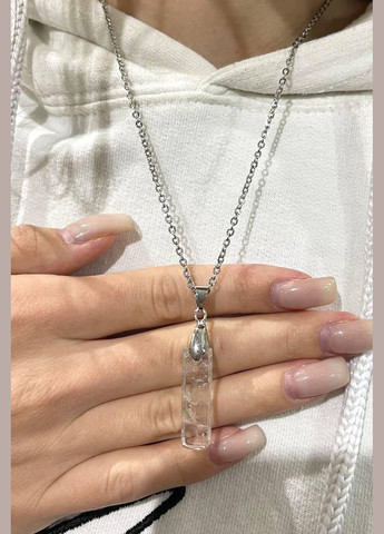 Кулон талісман з натуральним каменем Гірський кришталь прямокутної форми на ланцюжку в подарунковій коробці Овен (331291832)