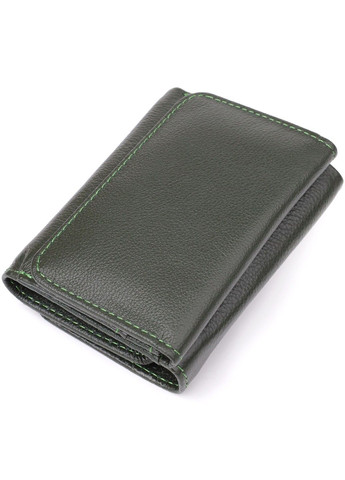 Маленький гаманець зручного формату із натуральної шкіри 23076 Зелений st leather (330359566)