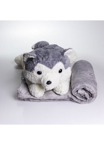 Мягкая игрушка-плед, подушка 3 в 1 Хаски плед в игрушке 50×30×26 (см) 7124G Yiwu (370707823)