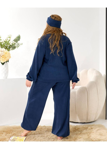 Синяя зимняя пижама женская 3 в 1 с брюками флисовая No Brand