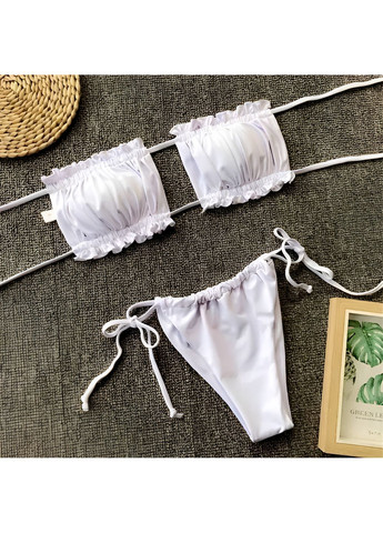 Белый летний купальник шторки на завязках s-m белый No Brand